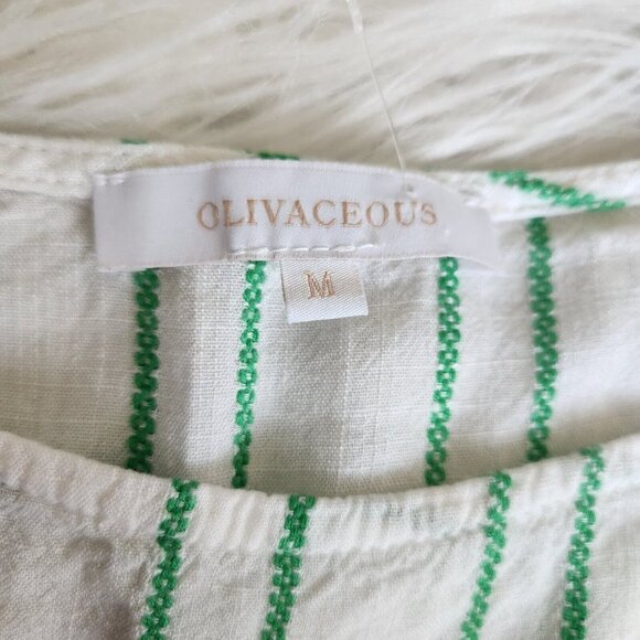 Olivaceous Women Size M Cropped‎ Top Tie Front Stripe Fringe Boho Bell Sleeves - Picture 3 of 13